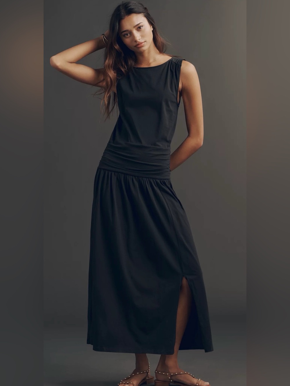 Anthro‎ Nation Los Angeles cotton Cleo black midi dress size XL